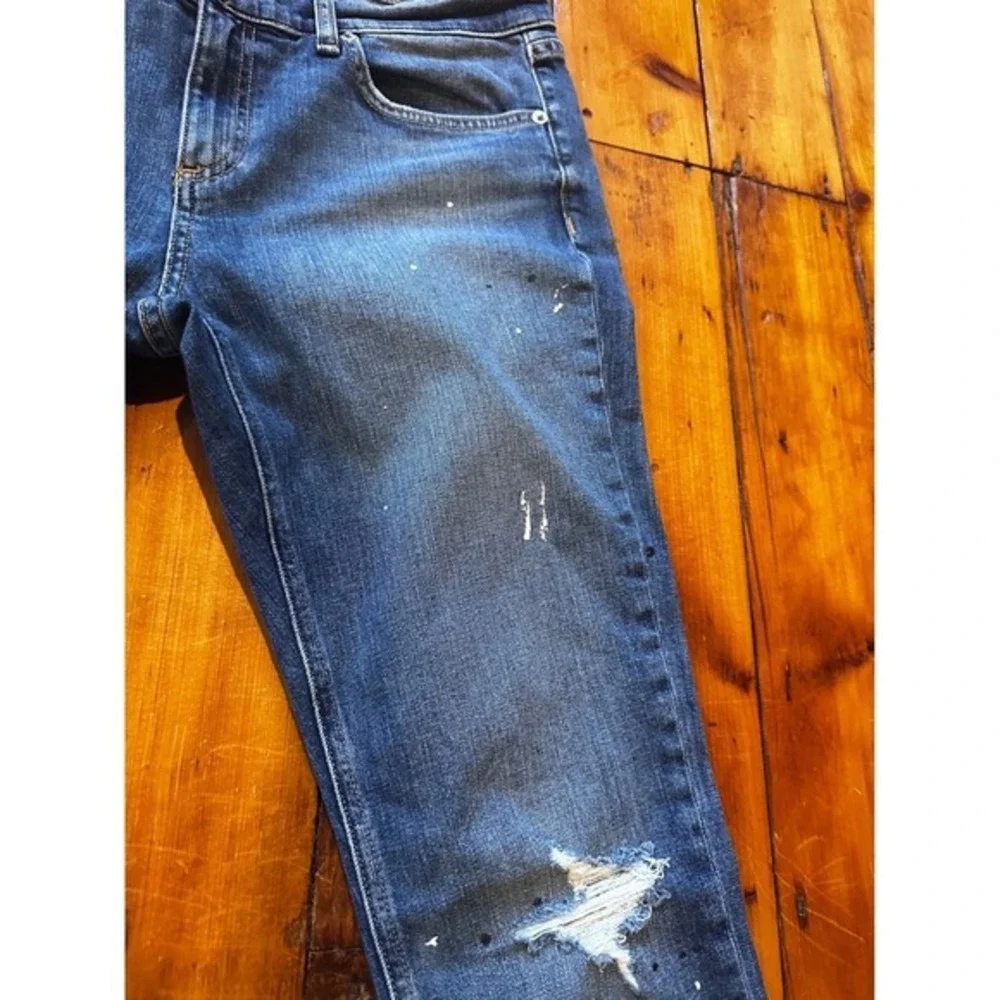 rag & bone Dre Slim Boyfriend Crop Jeans Paint Splatter Distressed Size 29